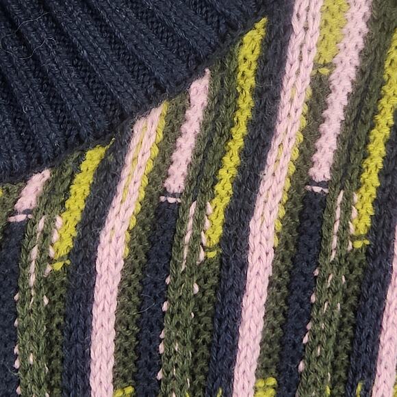 Vans Women's Alta Chunky Knit Cardigan Vertical Stripe Blue Green Pink M/L EUC - Picture 7 of 16